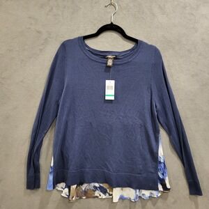 NWT Linda Matthews Sweater Women's Size Large Layered Look Knit Top Shirt Office